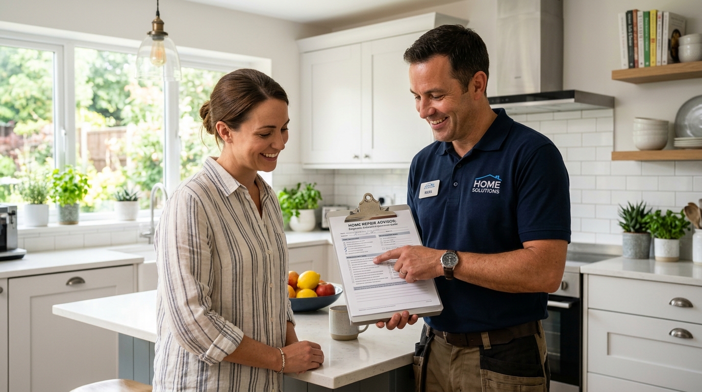 Customer reviewing repair details before approving work